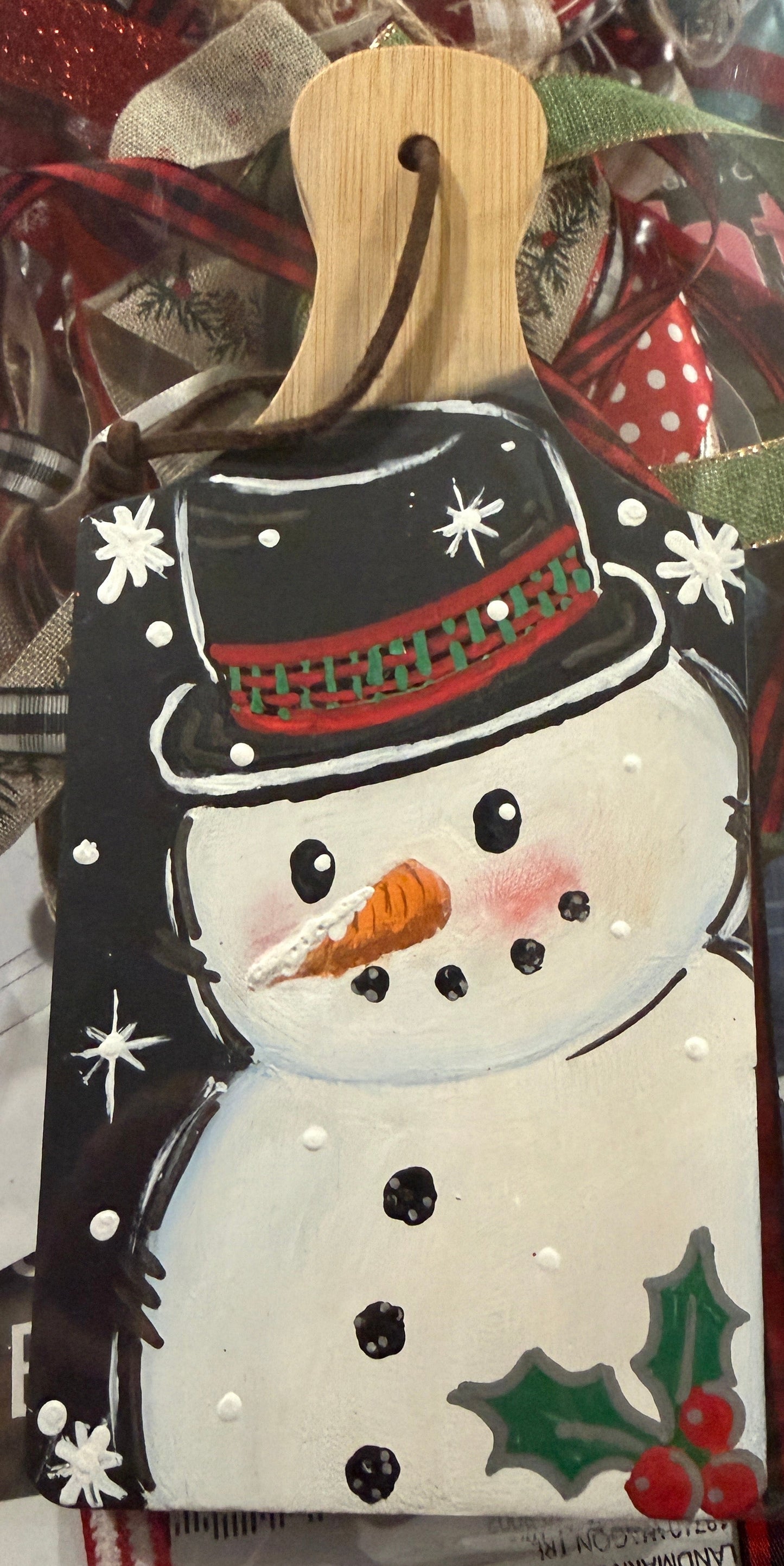 Snowman - handpainted mini cheeseboard