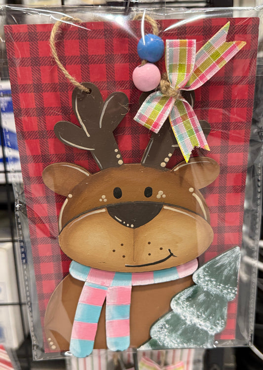 Reindeer with Scarf & Tree - 6 inch
