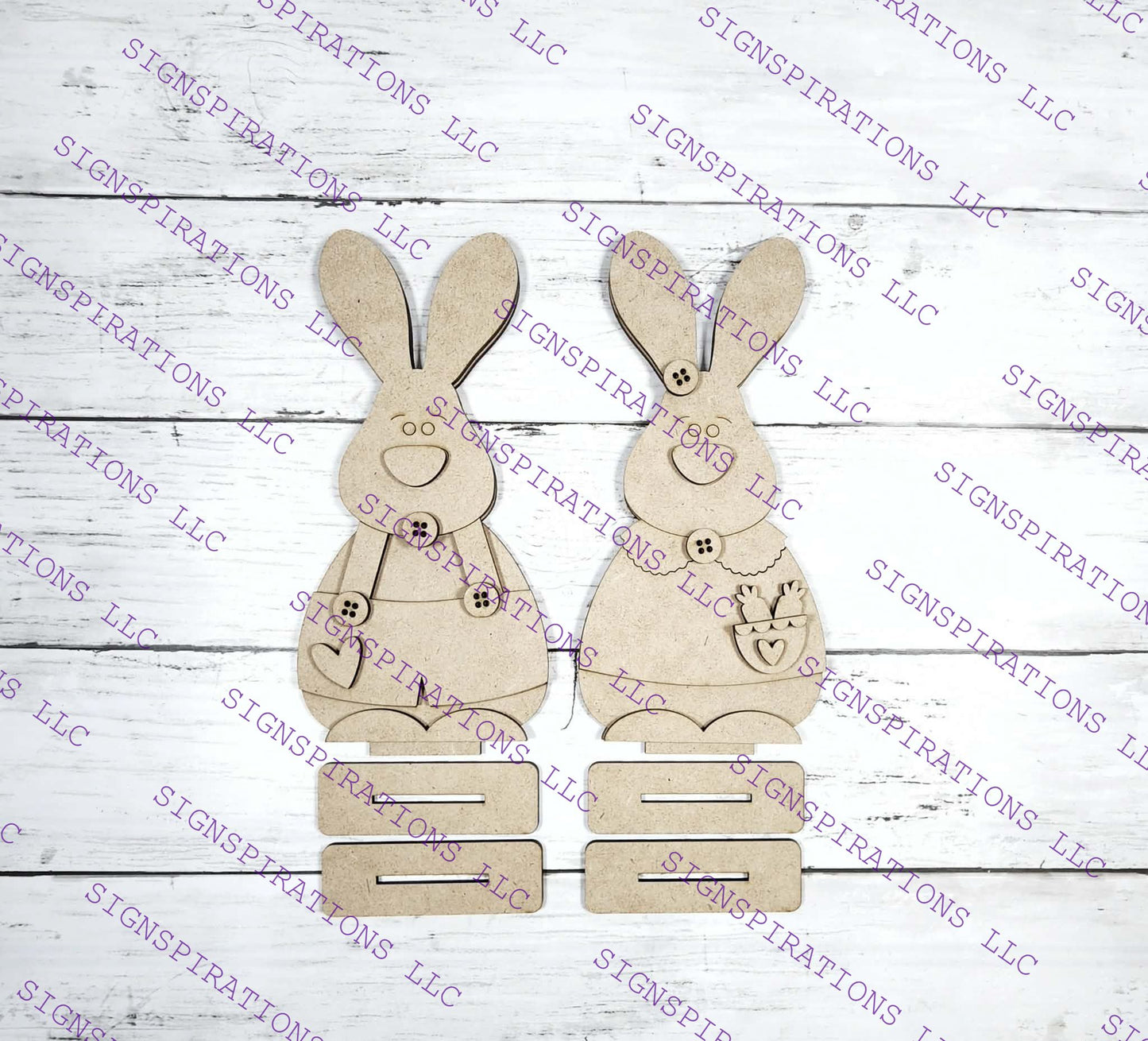 Prim Easter Bunny Boy & Bunny Girl Couple Shelf Sitters 2026 - Unpainted DIY