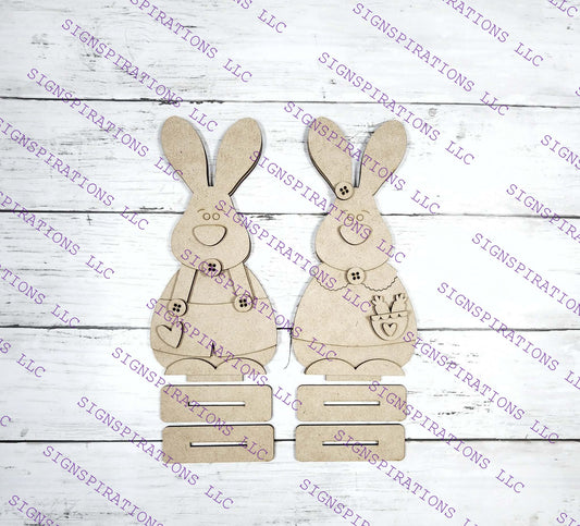 Prim Easter Bunny Boy & Bunny Girl Couple Shelf Sitters 2026 - Unpainted DIY