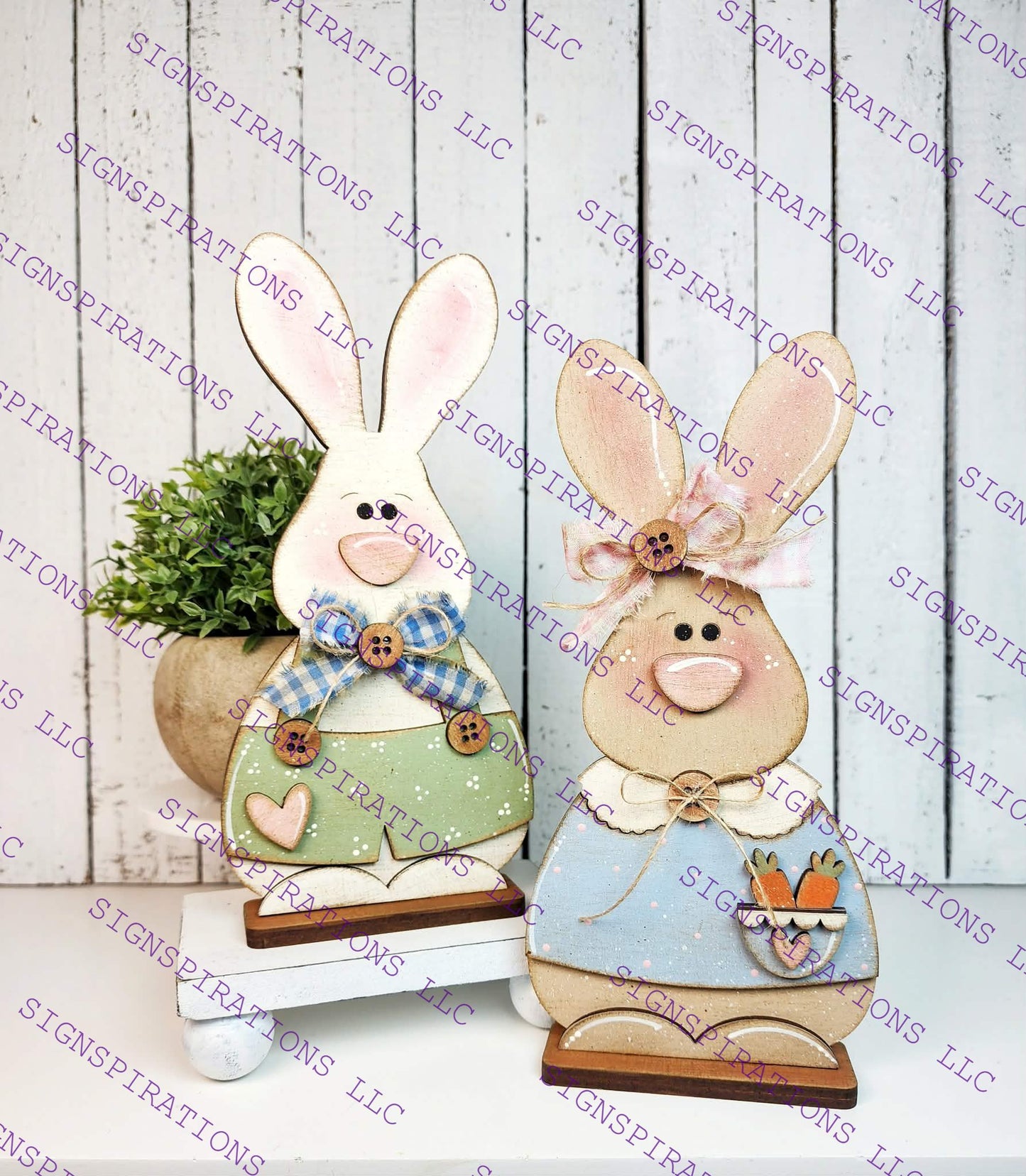 Prim Easter Bunny Boy & Bunny Girl Couple Shelf Sitters 2026 - Unpainted DIY